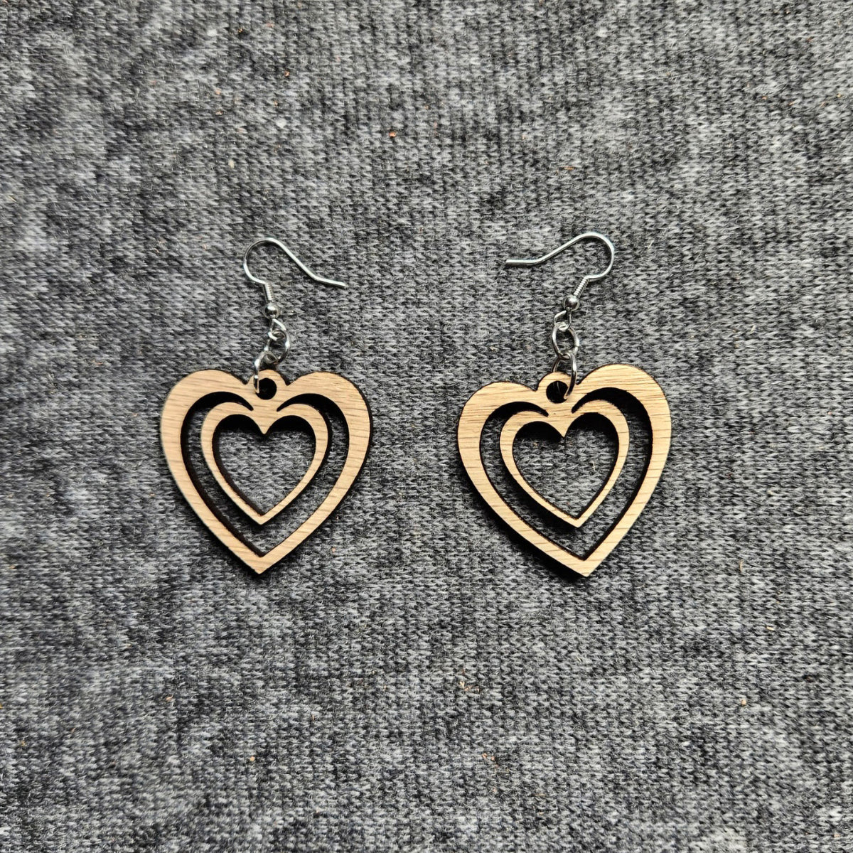 Double Heart Dangle Earrings