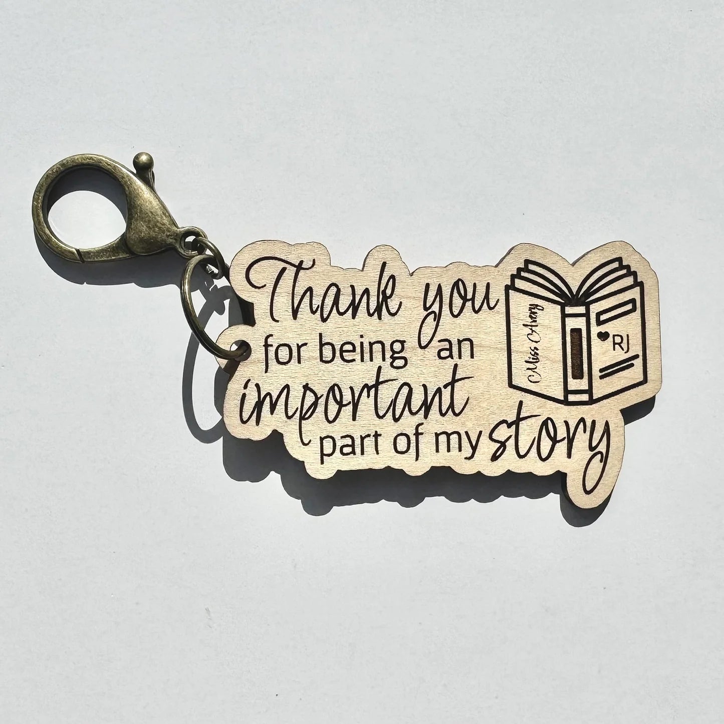 X10 Thank You for Being an Important Part of my Story with Book Tag / Keychain